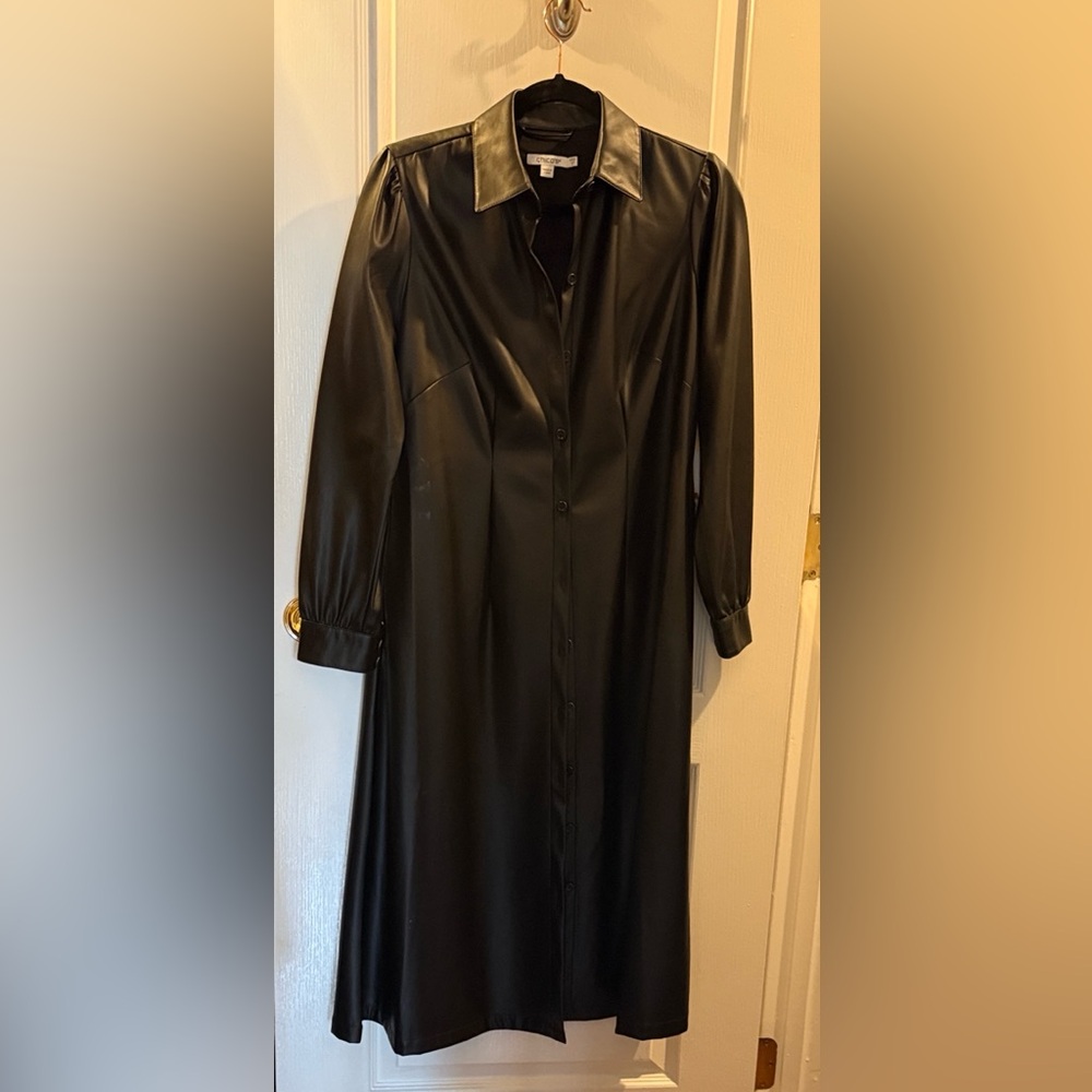 Chico's Black Faux Leather Maxi Dress NEW with tags